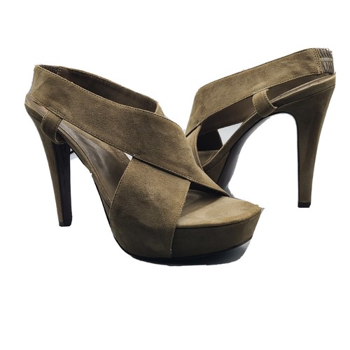 Diane Von Furstenberg DVF Zia Platform Heels Sandals Brown Suede size 10 New