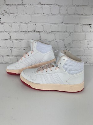 adidas neo Hoops 2.0 Mid Sneakers White Pink Size 5.5