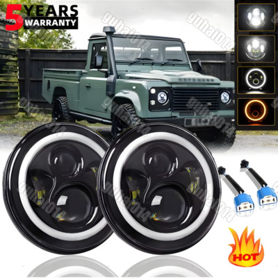 7'' LED Headlights Hi/Lo Sealed Halo Projector For Land Rover Defender RHD 90 110