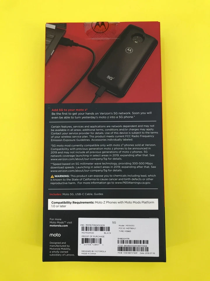 Motorola 5G Moto Mod for Moto Z3 Moto Z4 Verizon Black New Sealed - Image 3 of 4