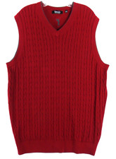 Cypress Links Cable Knit Sweater Vest Men XLT Burgundy Pullover V Neck Cotton