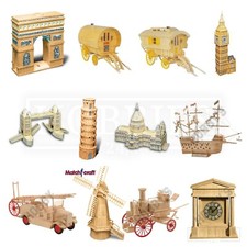 Matchstick Model Kits Wooden Modelling Match Craft Buildings Vehicles
