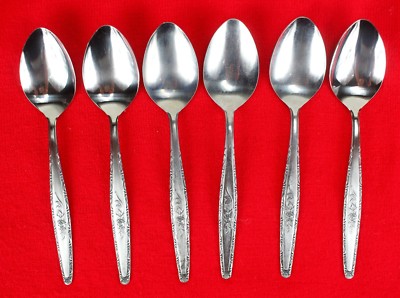 6X Teaspoons Spoons Stylecraft SYF2 Stainless Satin Flatware 6 3/8'' Tea Spoon