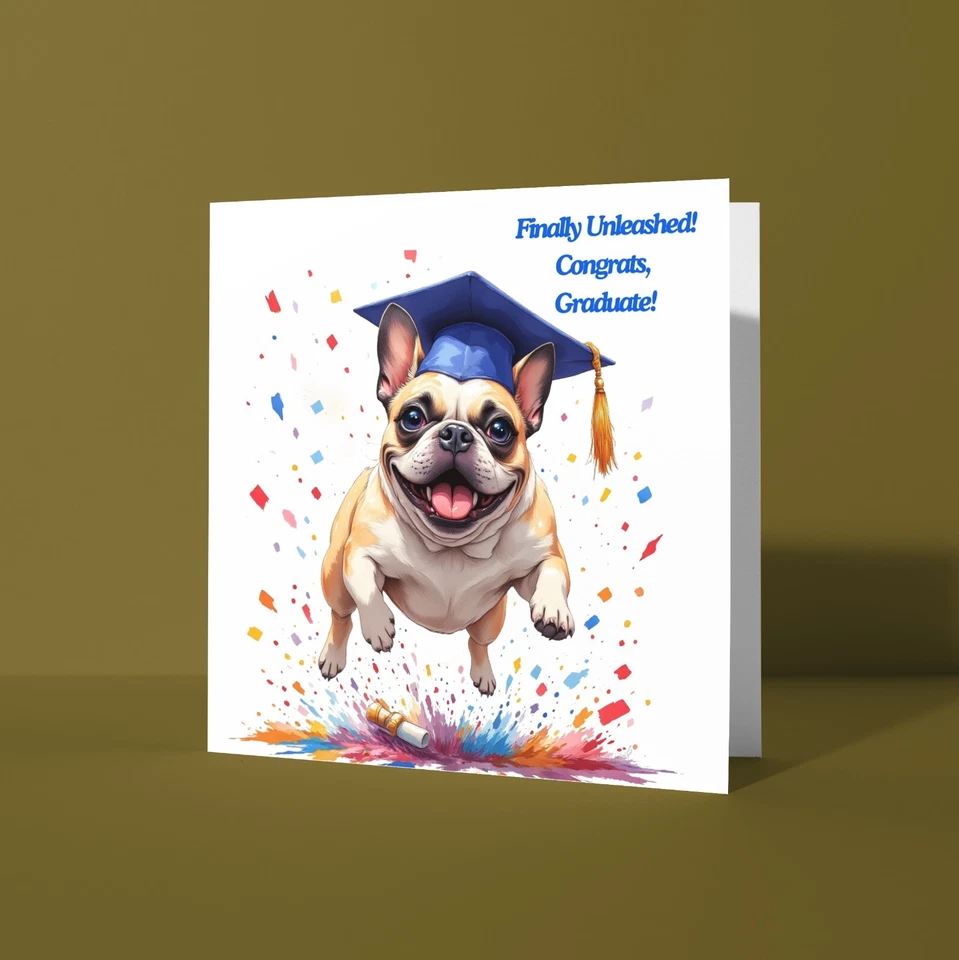 French Bulldog - Graduation Card  Personalised Dog card - Son Sister Daughter - Image 2 of 4
