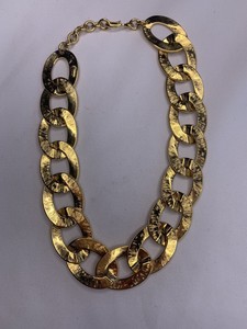 monet chain necklace link gold clasp chunky hook tone signed