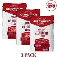 Arrowhead Mills Unbleached Organic All Purpose Flour, 5 Lb Bag (3 Packs)