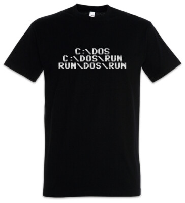 Run Dos Run T-Shirt Fun Geek Nerd Computer Science Scientist Programmer Coder