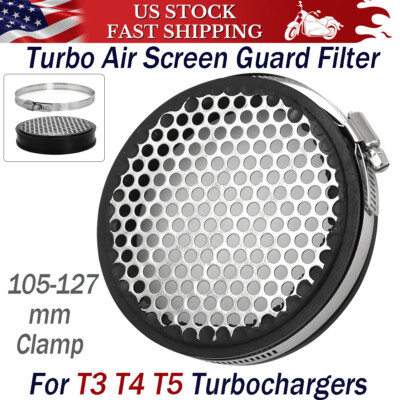 4 inch For T3 T4 T5 Turbocharger Turbo Air Screen Guard Filter One-Piece w/Clamp