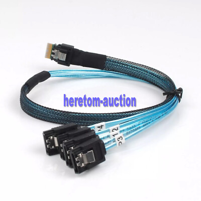 PCI-E Slimline SAS SFF-8654 4i To 4 Ports SATA hard drive conversion cable 50cm