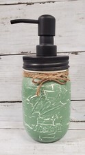 Farmhouse Crackle Painted Ivory Mason Jar Soap Dispenser 10 Color Choices