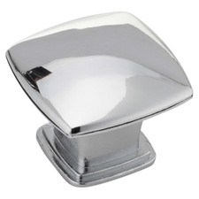 Box of 25 Knobs- Chrome Cabinet Knobs, Pyramid Square, 1 3/16 In. Wide