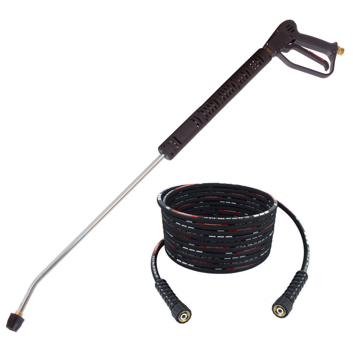 20m Hochdruckschlauch 250bar Profi Hochdruck-Pistole + Lanze + Düse + 20m Schlauch 250bar – Kompatibel Mit Kärch Karcher Hochdruckreiniger Hds