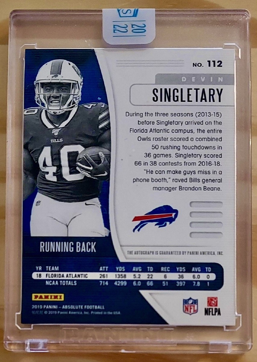 Devin Singletary 2019 Absolute Rookie On Card Auto Of - Main Image