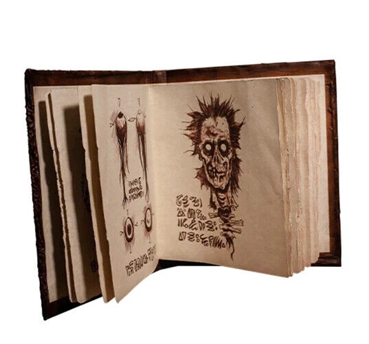 Evil Dead Rise, Necronomicon, Book of the Dead aged printed book