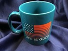 LIFE IS GOOD teal blue AMERICAN FLAG MUG 16 oz never used! NEW EXCELLENT! — photo 6
