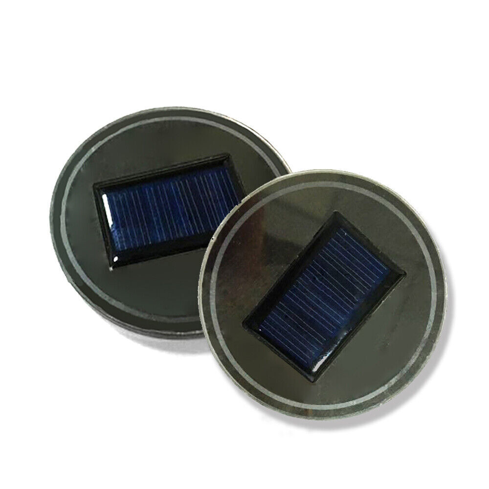 2x LED Solar Cup Pad Car Light Cover Interior Decoration Car Light