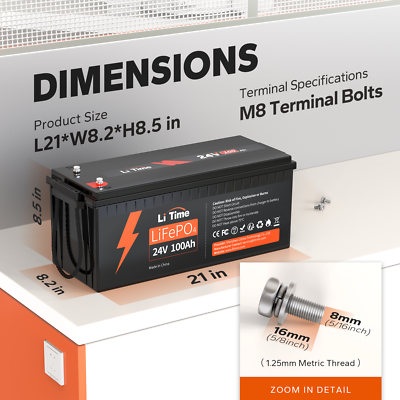 LiTime 24V 50Ah TM LiFePO4 Lithium Marine Troll ing Motor Bluetooth Batterie US