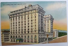 Salt Lake City, UT Utah Hotel Utah Vintage Linen Postcard i65