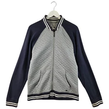 NEXT Mens Grey Navy Blue Full Zip Bomber Varsity Jacket Size Large L