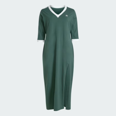 adicolor classics 3-stripes v-neck maxi dress adidas Originals Women's Classics 3-Stripes Adicolor V-Neck Maxi Dress -Green, Size: 4X