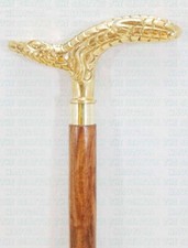 Designer Crocodile Head Handle Vintage Replica Brown Wooden Walking Stick Cane