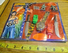 Vintage 25c gumball machine display card miltary toys mini pistol watches #jd700
