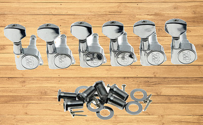 Wilkinson 6 Inline Chrome E-Z Post Guitar Tuners EZ Tuning 