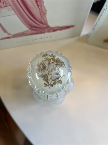 Vintage "Irice" Opalescent Gold Tones Floral Topper Perfume Bottle French - Picture 6 of 8
