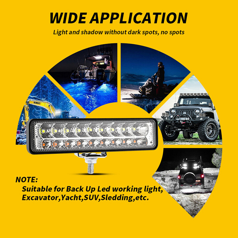 54W Car LED Work Light Off Road LED Beam Bar 6Inch Flood Spot Lamp ATV