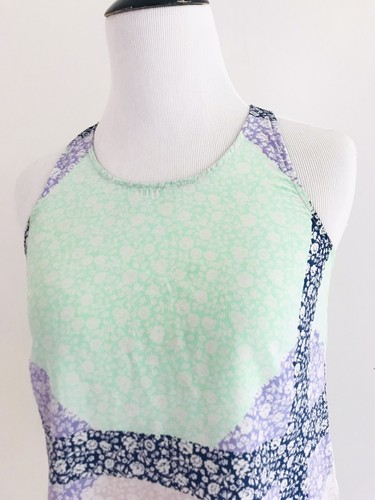 J Crew Widowpane Silk Halter Top Womens Size 00 Purple Floral Sleeveless - Picture 7 of 11