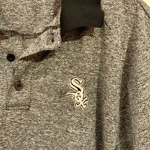 MLB Chicago White Sox Black Grey Short Sleeve Polo Shirt XL Genuine Merchandise - Picture 3 of 7