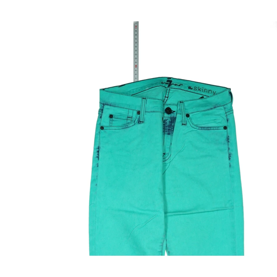 7 For All Mankind The Skinny Mujer Vaqueros Stretch Alto Subir W27 L30 Verde Neu - Imagen 2 de 4