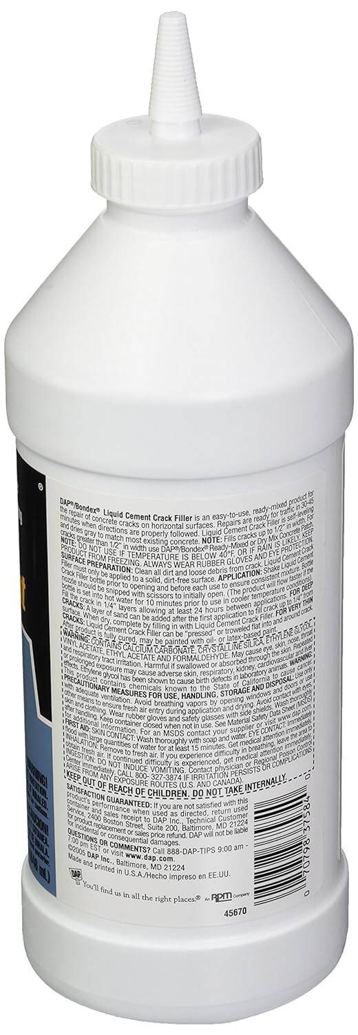 DAP 37584 Liquid Cement Crack Filler, 1 Quart, Gray 689994045053 eBay