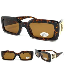 Men CLASSIC Vintage Retro Hip Hop Style SUNGLASSES Tortoise Frame Gold Medallion