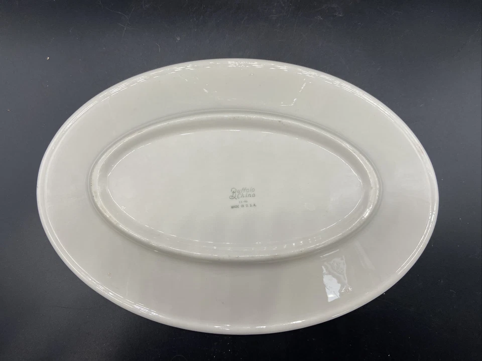 pair of buffalo china platters white w/ red floral trim 13.25” X 9.25” - Image 4 of 4