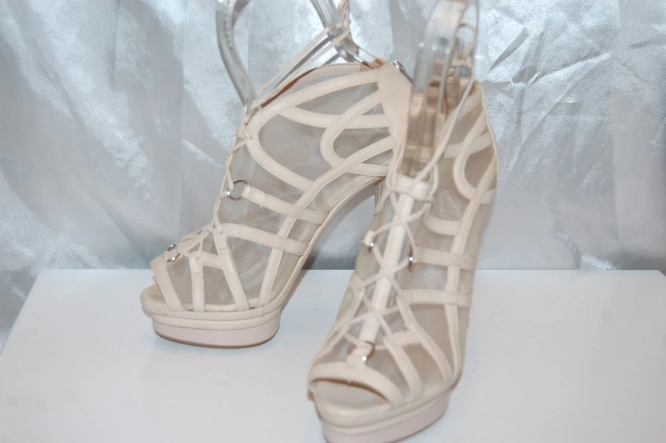 37/7 ❤️BOTINES ITALIA TACÓN ALTO CUERO REAL Y MALLA GLADIADOR NUDE BOTÍN Foto 4 de 4