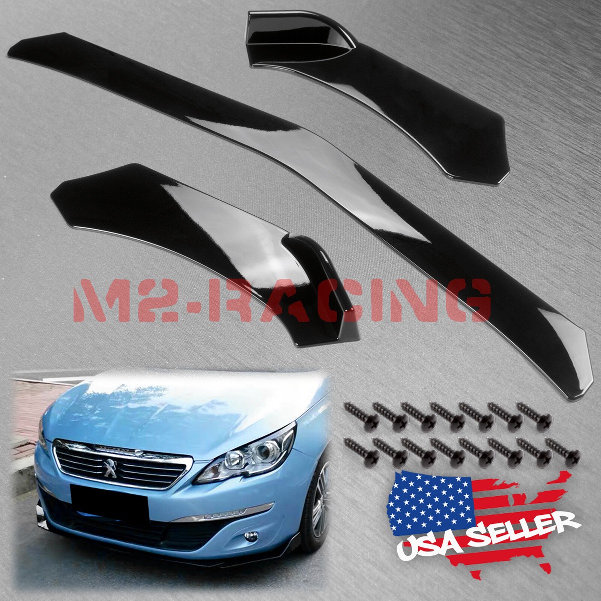 BoYeeBo Universal Car Front Bumper Protector Self-adhesive Auto Splitter Body Spoiler Skirt Rubber Bumper Lip Trim Spoiler, 2.5M/8.2ft (Carbon Fiber- Black