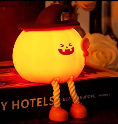 Pumpkin Magic Night Light Timer Function 3-Level Brightness Bedside Touch Lamp