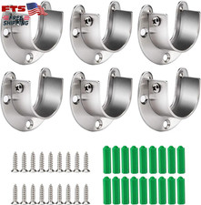 6PCS Stainless Steel Closet Rod Sockets, U-Shaped Pole Supports w/ Screws