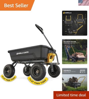 Heavy-Duty 4 Cu.Ft. Dump Cart with Patented Quick-Release for Effortless Hauling