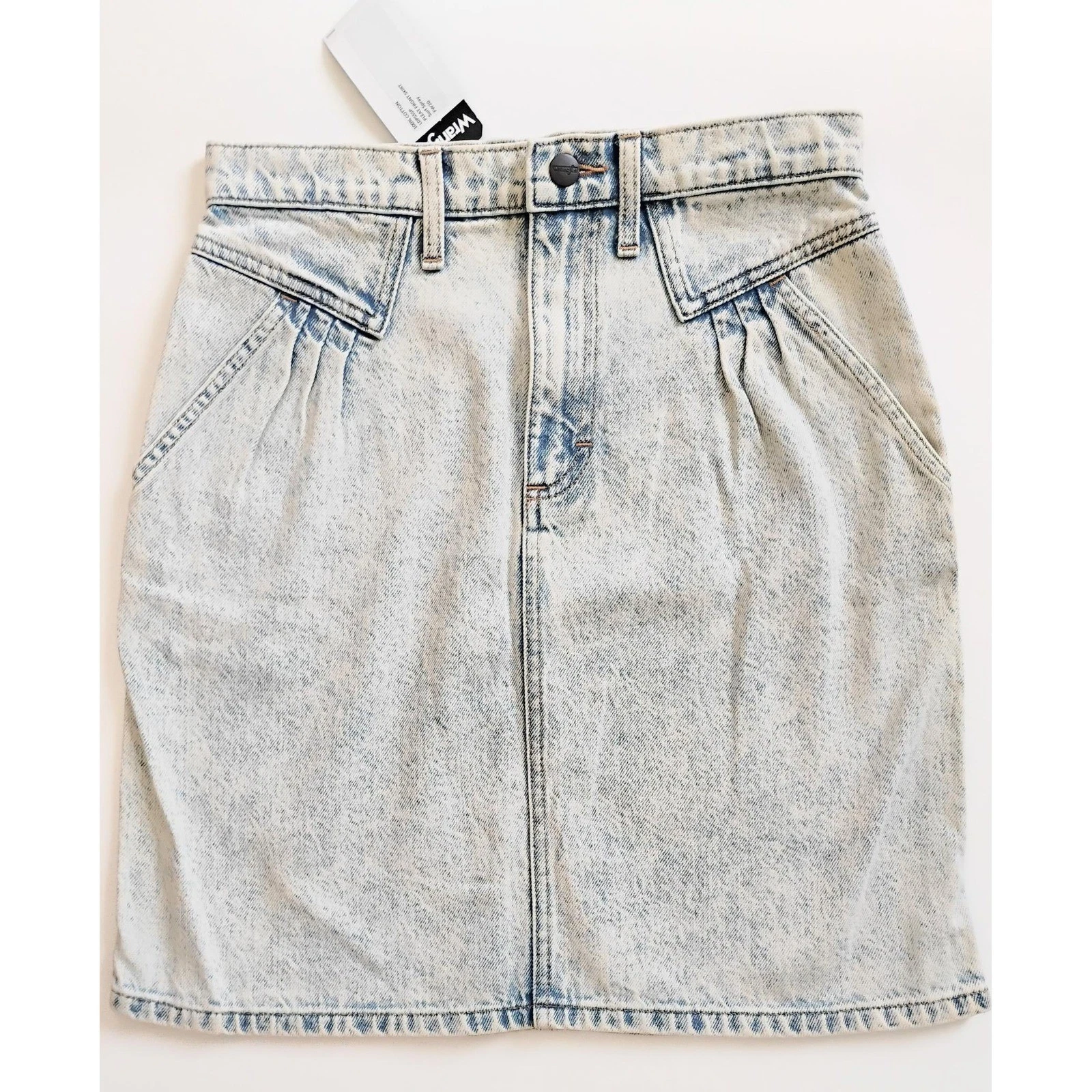 VTG 80s Wrangler Pleat Front Denim Skirt Small Acid Wash Pleated Western Mini