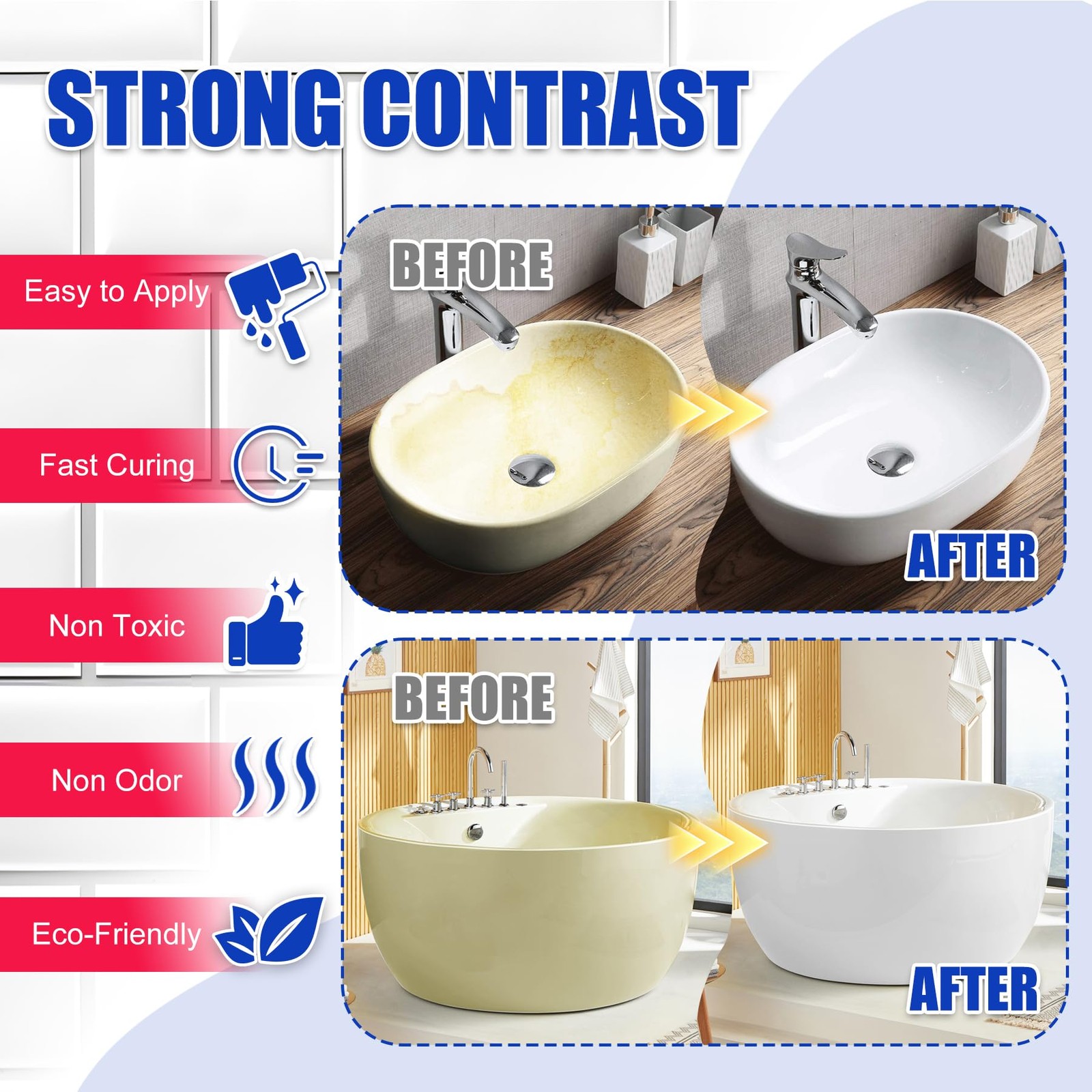 Tub and Tile Refinishing Kit - 17oz Semi-Gloss White Tile Paint with Tools fo...