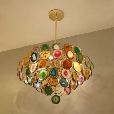 Boho Luxe Regenbogen-Achat-Kronleuchter 60 cm