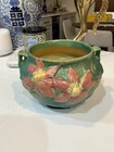 Vintage Roseville Green Clematis Large Jardiniere 667- 7.5” Pottery 2 sm. Chips