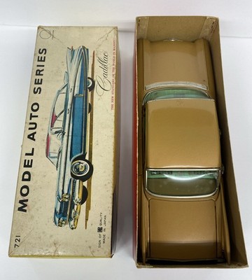 Vintage 1959 Bandai Japan Cadillac Sedan Deville Friction Tin Car