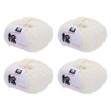 Cotton Yarn,Soft Knitting Yarn -4 Skeins/4 218yards/4 4.54oz/Pale White
