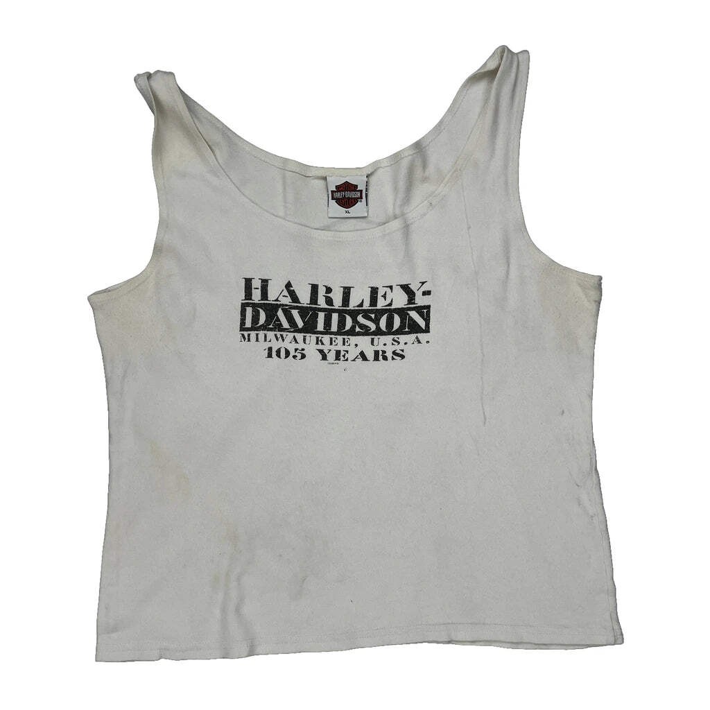 105 Years Harley Davidson Graphic Tank Top - XL White Cotton