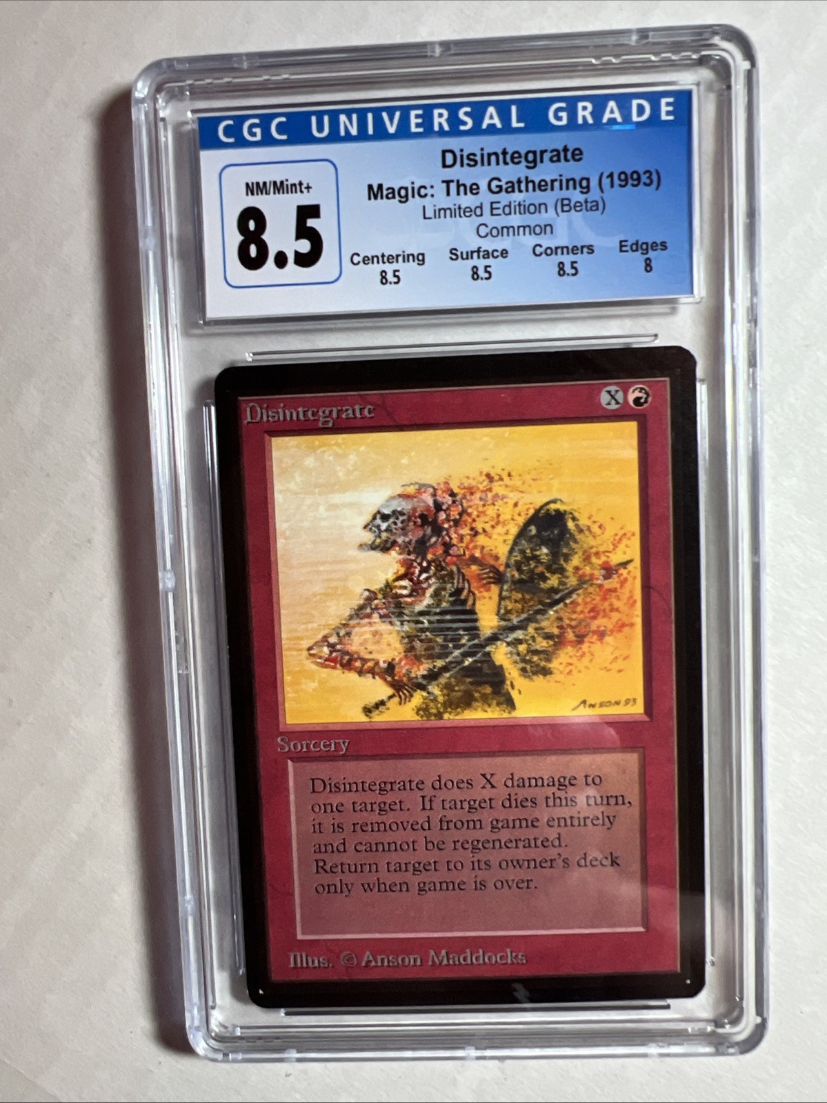 MTG Beta Disintegrate CGC 8.5  NM/Mint+ (with sub grades)  1993