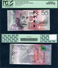 Albert Einstein De La Rue Giori Test Note 50 Units 2011 PCGS Gem CU65 PPQ