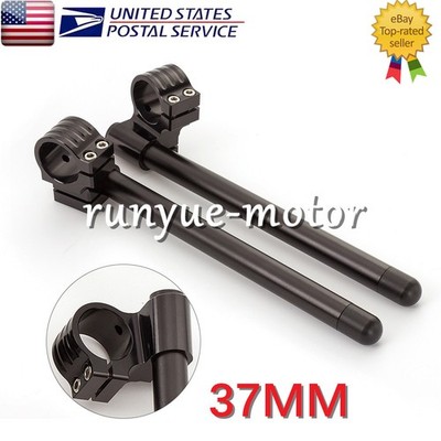 37mm Riser 1'' Clip Ons Fork Handlebar Clamp CNC Handle Bars End Tube 10 Degrees